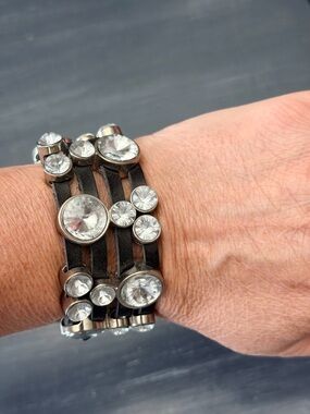 Crystal Accent Black Multi-Strand Wrap Bracelet